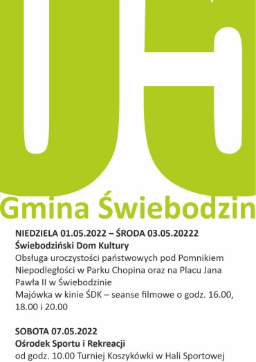 Kalendarz maj 2022 - Gmina Świebodzin 
